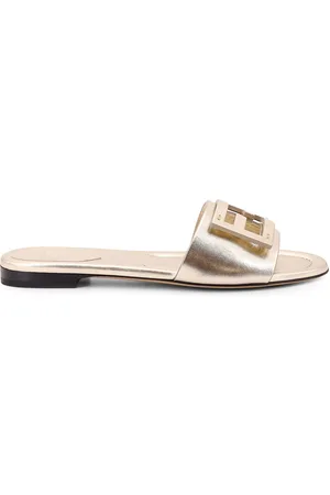Fendi Laminated Leather Sandals With Logo On The Front