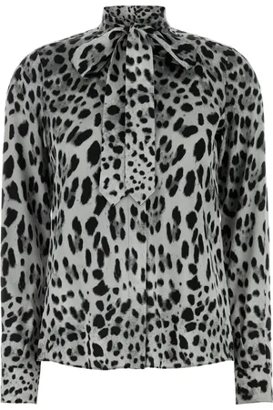 Dolce & Gabbana Leopard Printed Pussy-bow Charmeuse Shirt