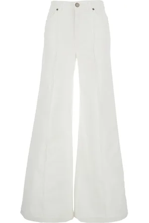 Twin-Set Pants With Wide Leg And Logo Patch On The Rear In Cotton Woman