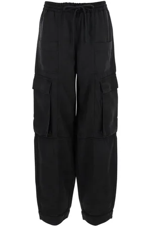 Twin-Set Cargo Pants With Elastic Drawstring Waist And Logo Plaque On The Rear In Viscose Woman