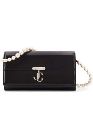 Jimmy Choo Avenue Leather Shoulder Bag With Frontal Monogram