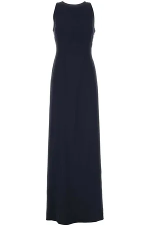 Alberta Ferretti Midnight Stretch Acetate Blend Long Dress