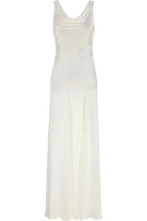 Alberta Ferretti White Satin Long Dress