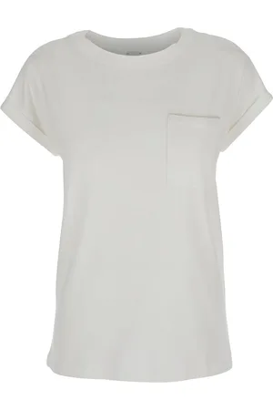 ELEVENTY Crewneck T-shirt With Front Patch Pocket In Cotton Blend Woman