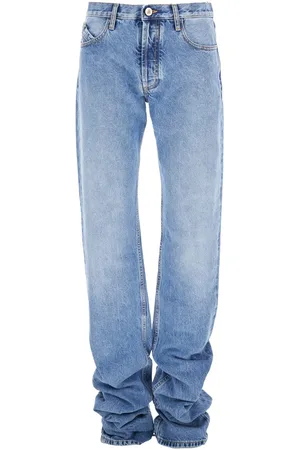 The Attico Blue Jeans With Extra Long Leg And Logo Embroidery On The Rear In Denim Woman