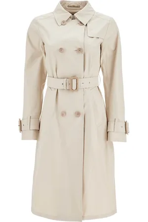 HERNO Beige Cotton Double-breasted Trench Coat With Adjustable Sleeves