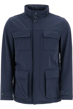 HERNO Dark Blue Polyester City Life Jacket With High Collar