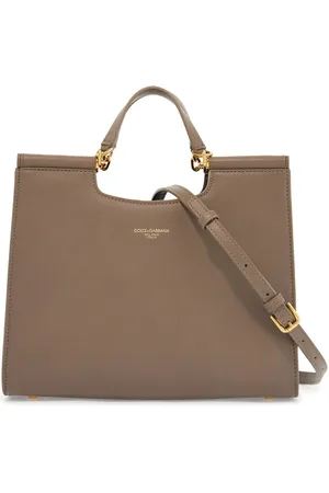 Dolce & Gabbana Beige Calfskin Tote Bag With Adjustable Shoulder Strap