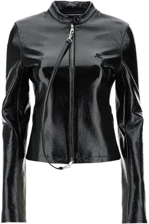 Courrèges Black Cotton Jacket With High Collar And Zip