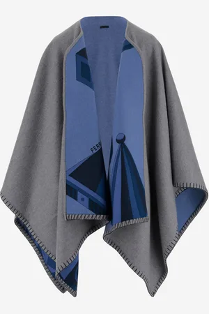 Salvatore Ferragamo Nadir Print Reversible Cape In Cahsmere Blend