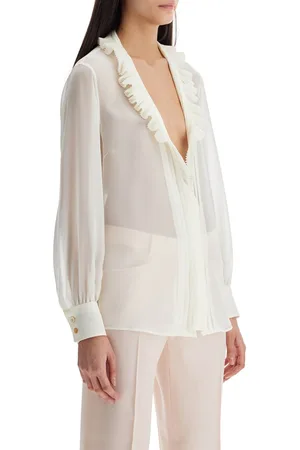 Tom Ford Silk Shirt With Ruffled Collar And Mother-of-pearl Buttons
