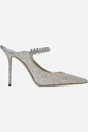 Jimmy Choo Sand Glitter Fabric Bing 100 Mules