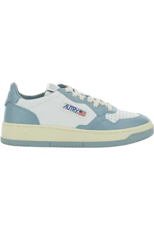 Autry Medalist Light-blue Low Top Sneakers With Logo Patch In Leather Woman