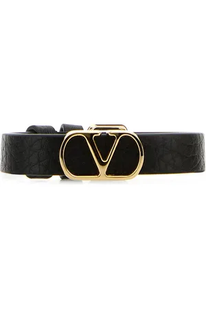 VALENTINO GARAVANI Black Leather Vlogo Bracelet