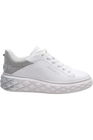 Jimmy Choo White Leather Sneakers With Glitter Degrade