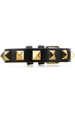 VALENTINO GARAVANI Black Leather Rockstud Bracelet