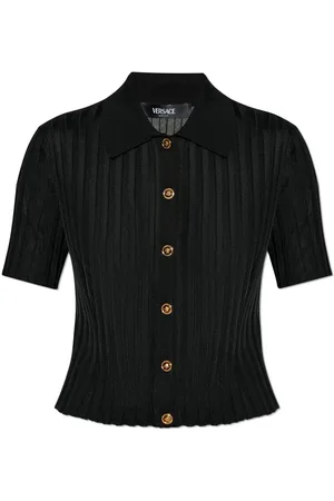 VERSACE Short-sleeved Button-up Knitted Shirt