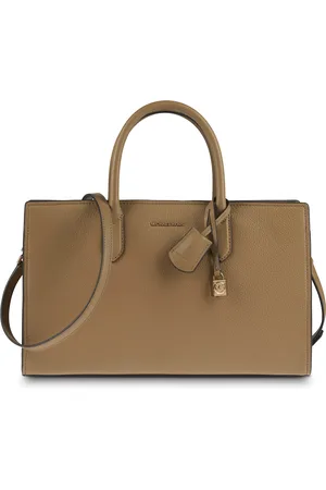 Michael Kors Scarlett Beige Handbag With Logo Lettering On The Front And Hanging Key Fob In Grained Leather Woman