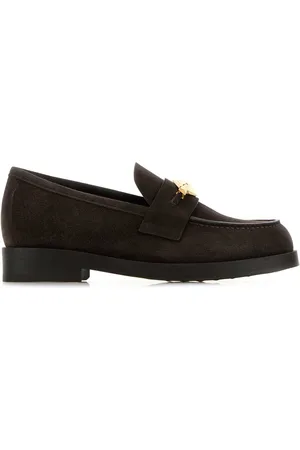 Jimmy Choo Dark Brown Suede Maddie Diamond Loafers