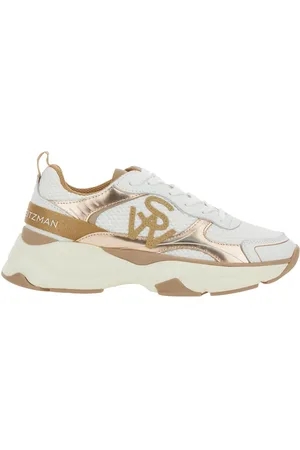 Stuart Weitzman Sneakers With Logo Embroidery On The Side And Logo Patch On The Heel In Leather And Mesh Woman
