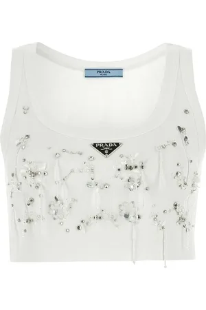Prada White Cotton Crop Top