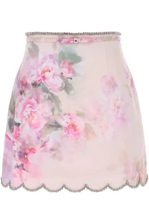 ZIMMERMANN Printed Linen Crush Mini Skirt