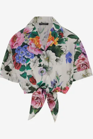 Dolce & Gabbana Cotton Crop Shirt With Floral Pattern