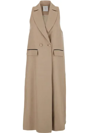 ELEVENTY Double-breasted Sleeveless Coat In Linen Woman