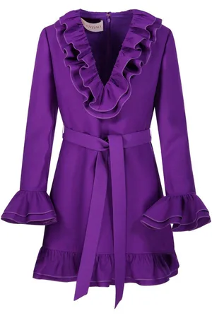 VALENTINO Ruffled V-neck Mini Dress