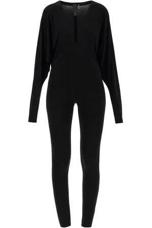 Norma Kamali Slim Fit Long Sleeve V Neck Jumpsuit
