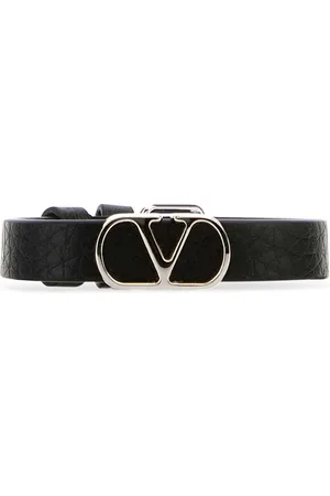 VALENTINO GARAVANI Black Leather Vlogo Bracelet