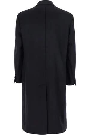 HEVO Blue Double-breasted Coat With Pointed Lapels In Wool Blend Man