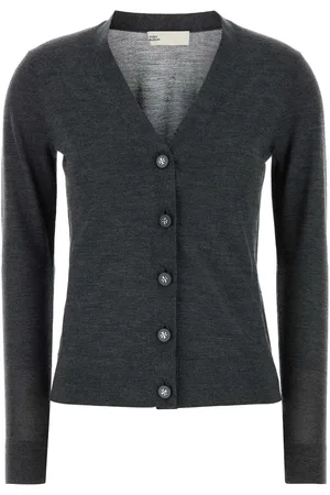 Tory Burch Dark Grey Wool Blend Simone Cardigan