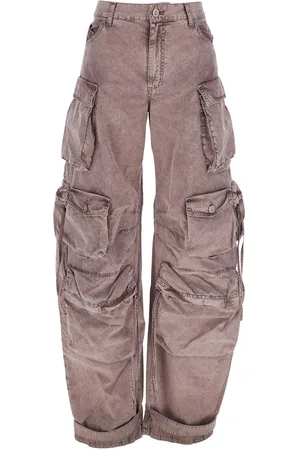 The Attico Jeans With Logo Patch On The Rear And Turn-up Cuffs In Denim Woman