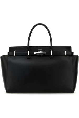 Jimmy Choo Black Leather Large Diamond Belted Shopping Bag