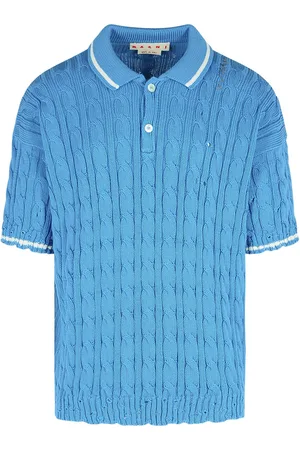 Marni Polo Shirt In Light Blue Cotton