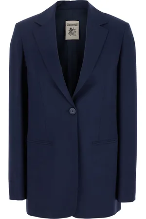 SEMICOUTURE Blue Single Breasted Jacket With Classic Lapels In Tech Fabric Woman