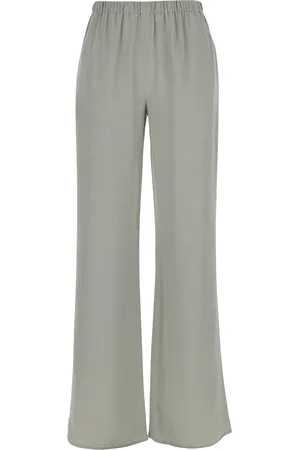 ANTONELLI Rapolano Creen Pants With Elastic Waist And Wide Leg In Silk Blend Woman