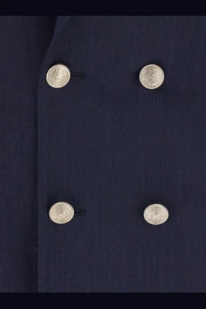 ELEVENTY Blue Double-breasted Suit With Peak Revers And Jewel Buttons In Wool Stretch Man