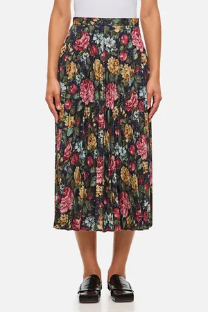 JUNYA WATANABE Flower Pattern Printed Pleated Midi Skirt