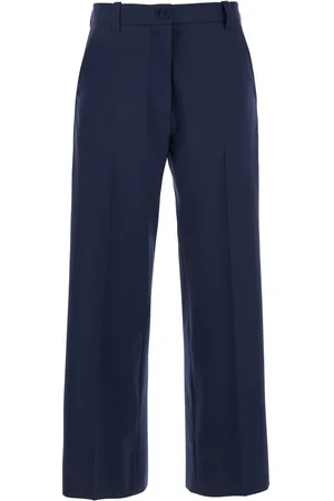 SEMICOUTURE Blue Tailored Pants With Straight Leg In Viscose Blend Woman