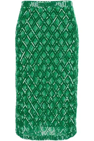 PAROSH Skirt With All-over Applied Sequins And Geometric Motif In Tech Fabric Woman