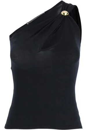 FEDERICA TOSI One-shoulder Top With Jewel Detail On The Front In Viscose Blend Woman