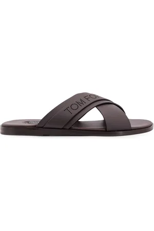 Tom Ford Leather Sandals With Perforated Logo Detail