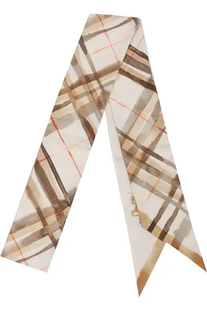 Burberry Skinny Reversible Check Silk Scarf