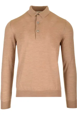 LARDINI Green Wool Long-sleeved Polo Shirt