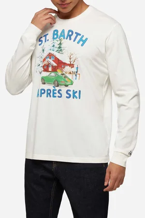 MC2 SAINT BARTH Winter Cotton T-shirt Luton With Car And Chalet Print