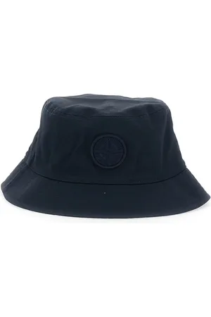 Stone Island Blue Bucket Hat With Logo Patch On The Front In Cotton Boy