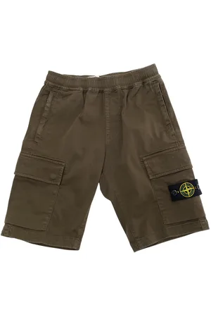 Stone Island Bermuda Pants With Elastic Waist And Logo Patch On The Front In Cotton Stretch Boy