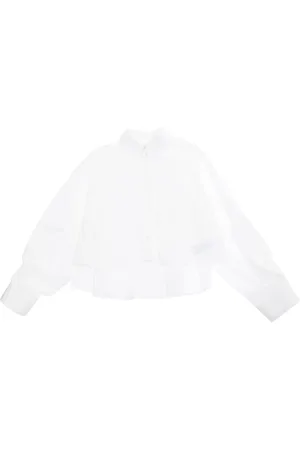 Maison Margiela Shirt With Classic Collar And Tonal Logo Patch In Cotton Girl
